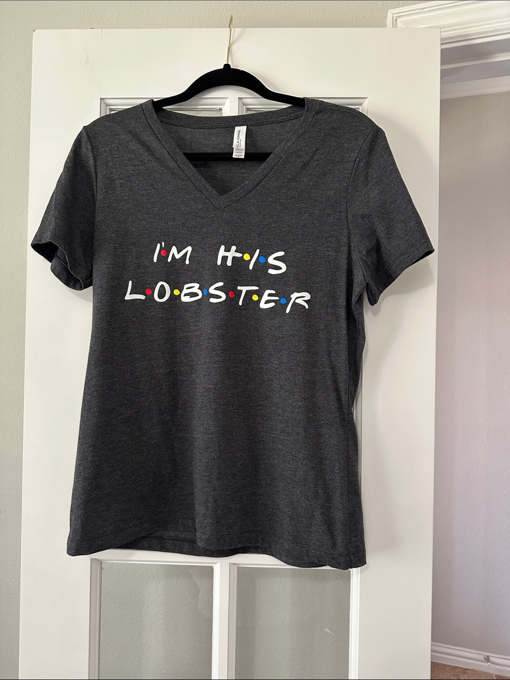 Bella Canvas Charcoal V-Neck "I'm His Lobster" Tee